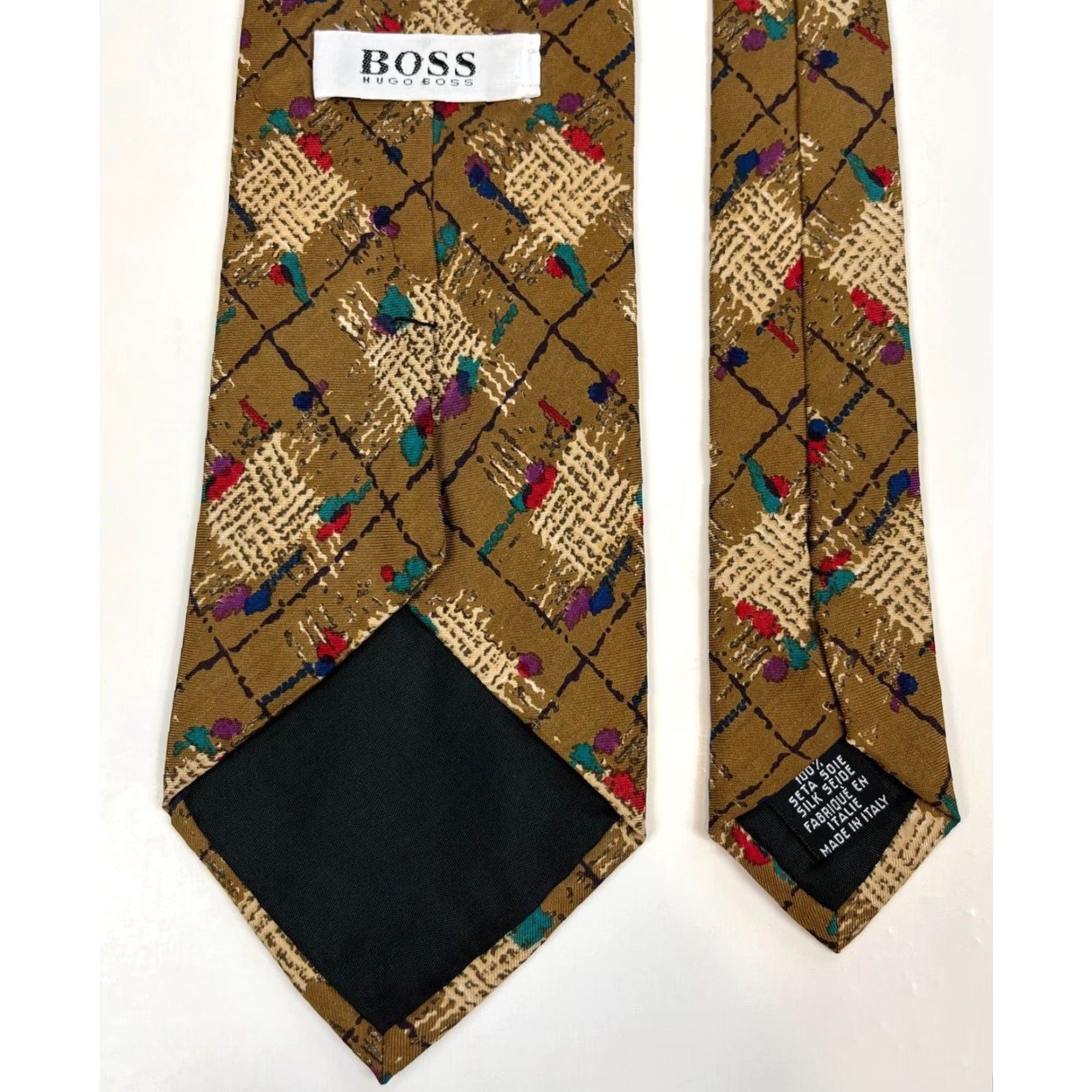 Hugo Boss VINTAGE Hugo Boss Silk Tie Abstract Made in Italy Men's Vintage Silk Tie Size ONE SIZE - 6 Thumbnail