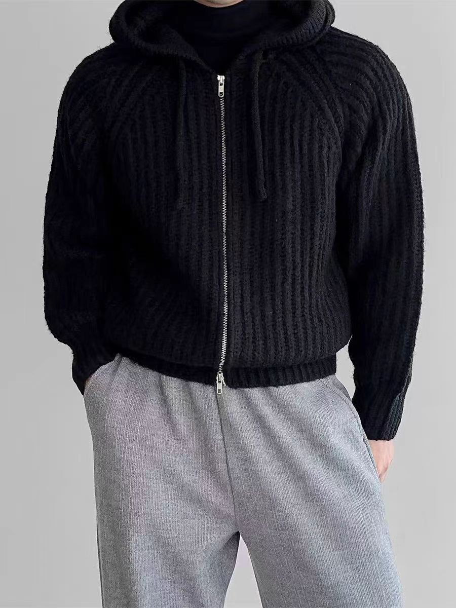 Japanese Brand Vintage Knit Thick Sweater Black L Hooded Jacket Coat Size US L / EU 52-54 / 3 - 1 Thumbnail