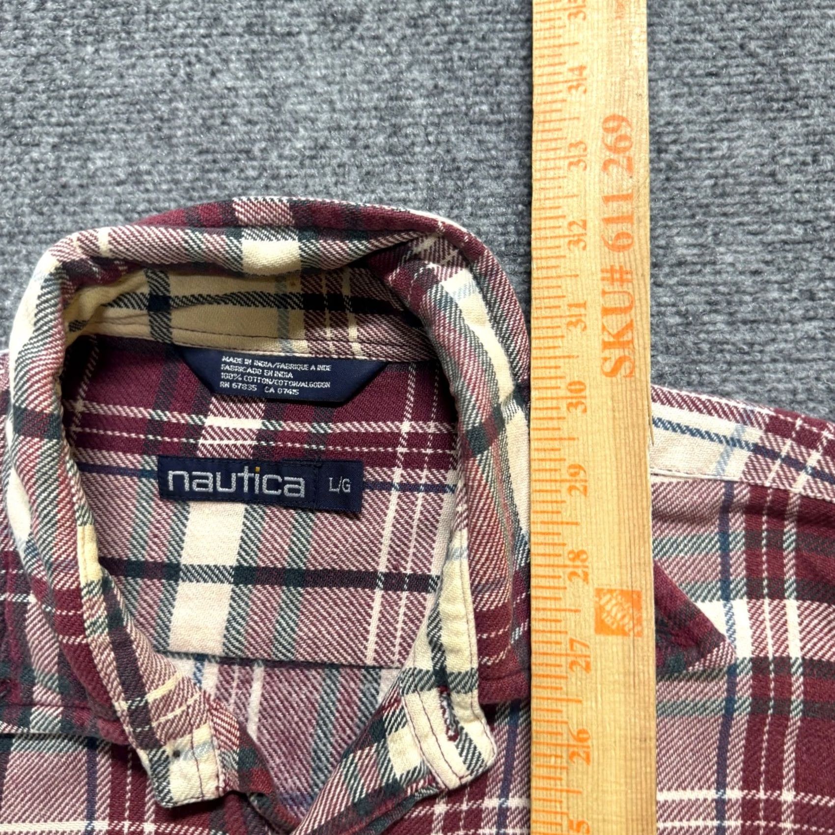 Nautica Nautica Shirt Mens Large Plaid Button Up Cotton Multicolor Long Sleeve Casual Dress Shirt Size US L / EU 52-54 / 3 - 5 Thumbnail