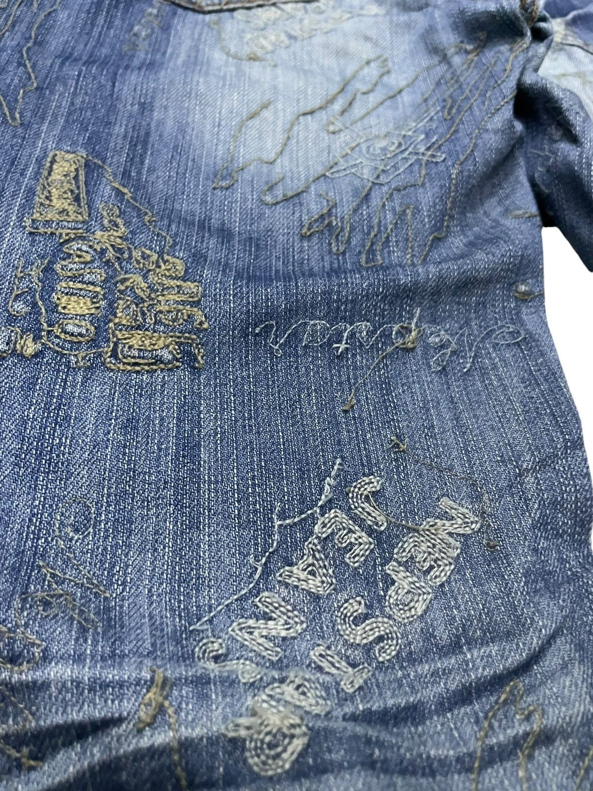 Hysteric Glamour × Japanese Brand Nep Star Japan Embroidery Doodle Heavy Stitch Flare Jeans Size US 30 / EU 46 - 15 Thumbnail