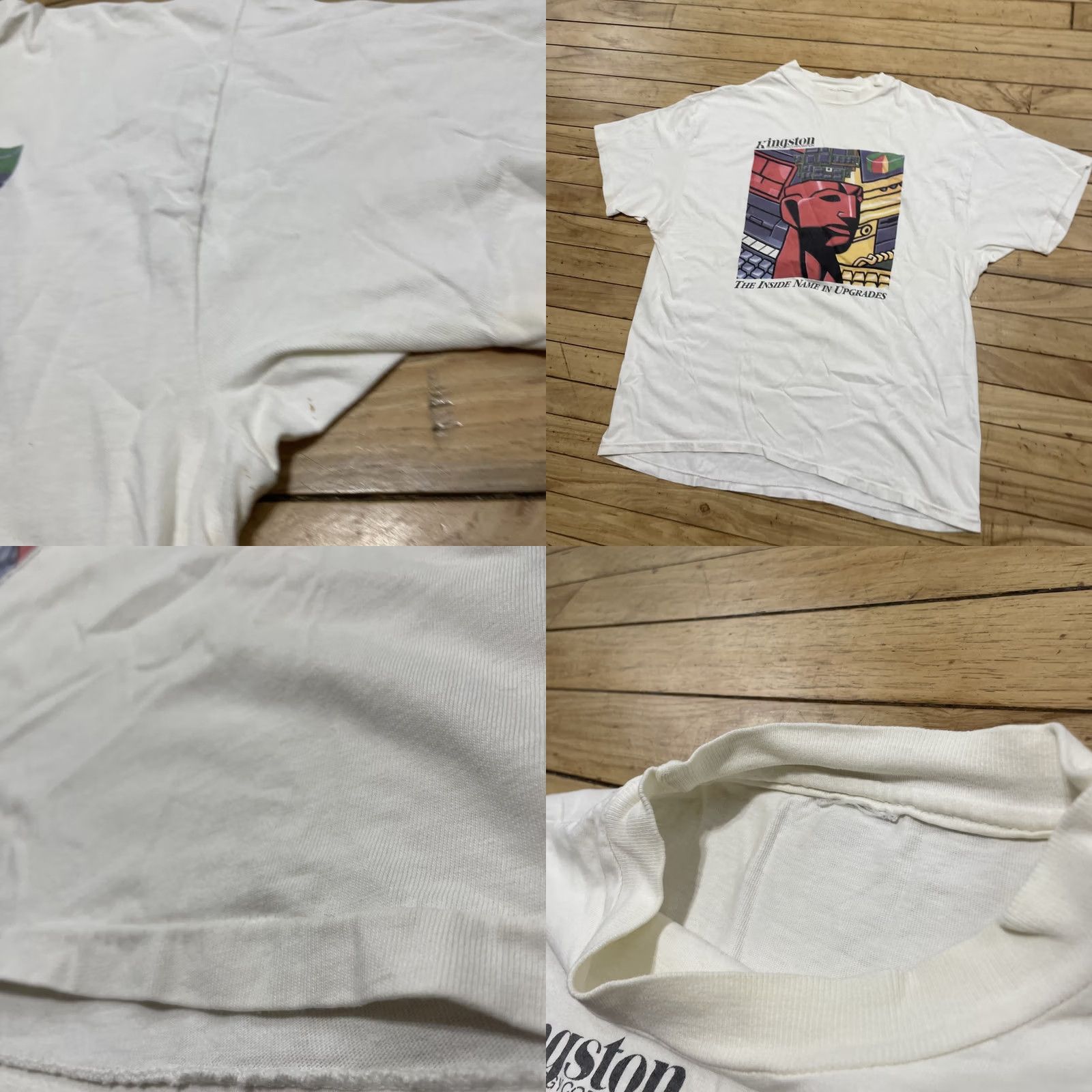 Hanes VINTAGE Kingston Technology Corp Memory White T-Shirt Men L 90s Single Stitch Graphic Print Hanes Mens Size US L / EU 52-54 / 3 - 11 Thumbnail