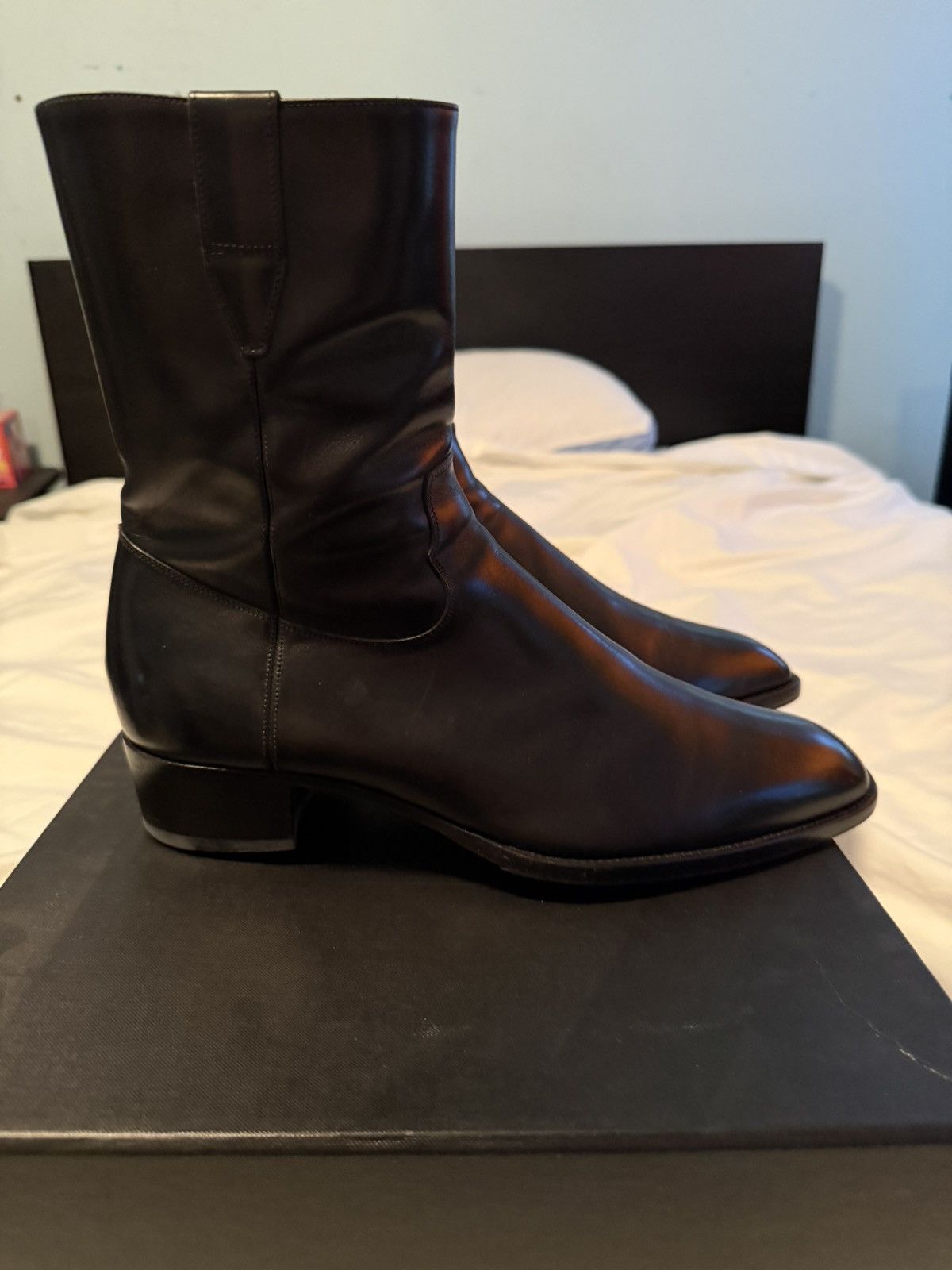 Saint Laurent Paris RARE FW13 Black Leather Cowboy Boot Size US 9.5 / EU 42-43 - 5 Thumbnail