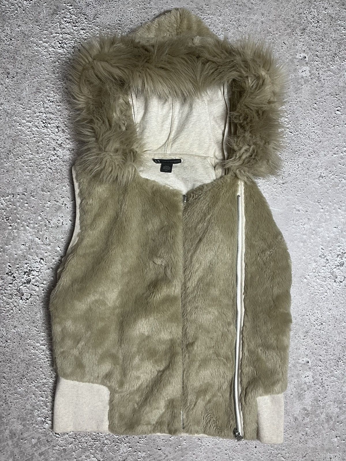 Vintage Woman’s Armani Exchange Fur Faux Double Zip Vest