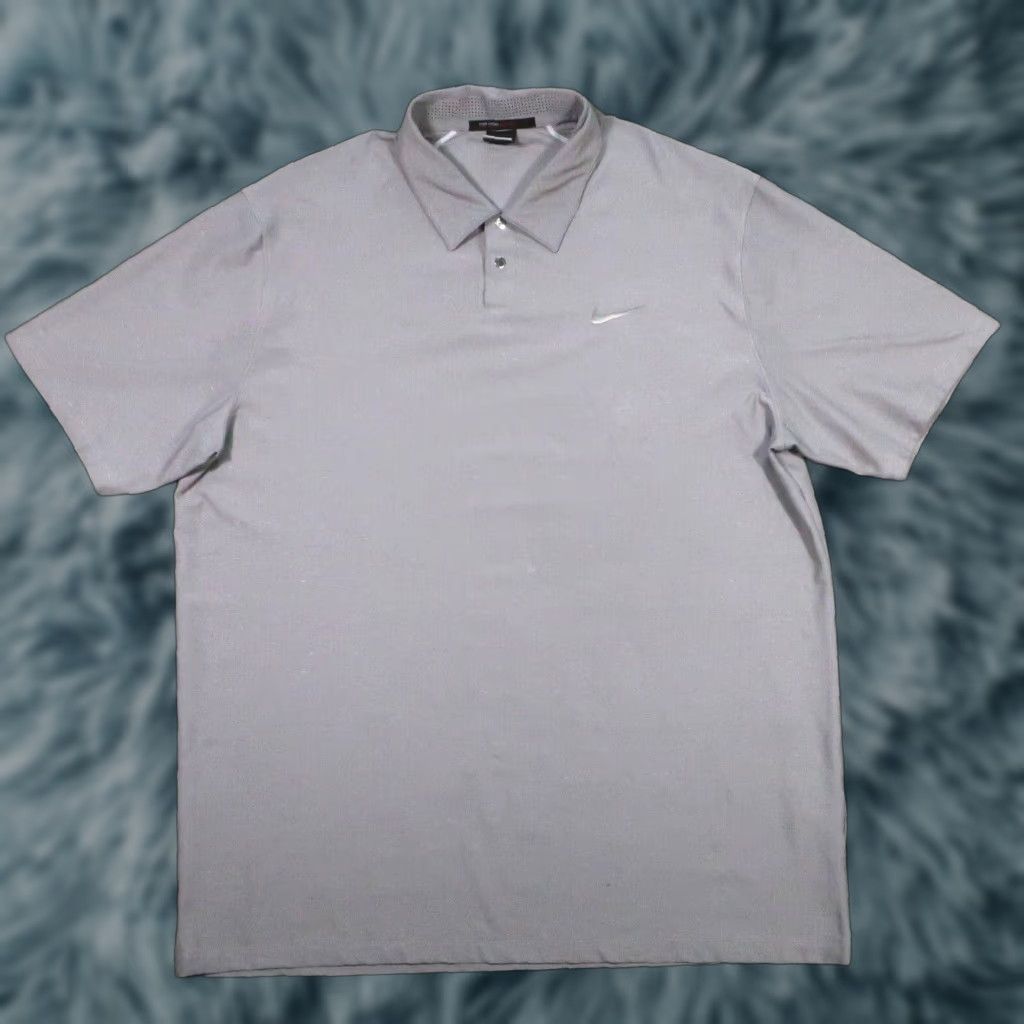Vintage Tiger Woods Collection Polo Shirt Mens XL Gray Dri Fit Performance Vented Collar Slide Visible Logo Short Sleeve Golf Shirt Nike Tiger Woods 90s? Size US XL / EU 56 / 4 - 1 Thumbnail