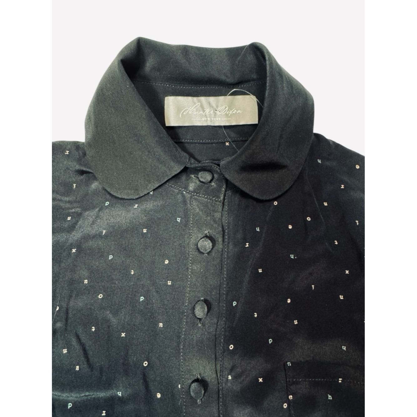 Other New Hunter Dixon Silk Black Alphabet Print Blouse Size S Size S / US 4 / IT 40 - 4 Thumbnail