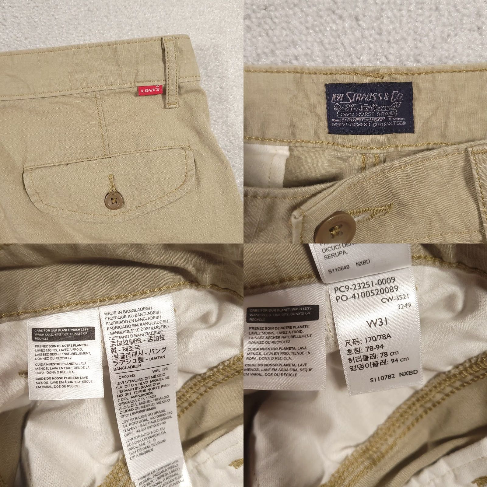 Levi's Levi's Cargo Shorts 31x9" Khaki Ripstop Mens Flat Front Pockets 9" Inseam Beige Cotton Vintage? No Size US 32 / EU 48 - 8 Thumbnail