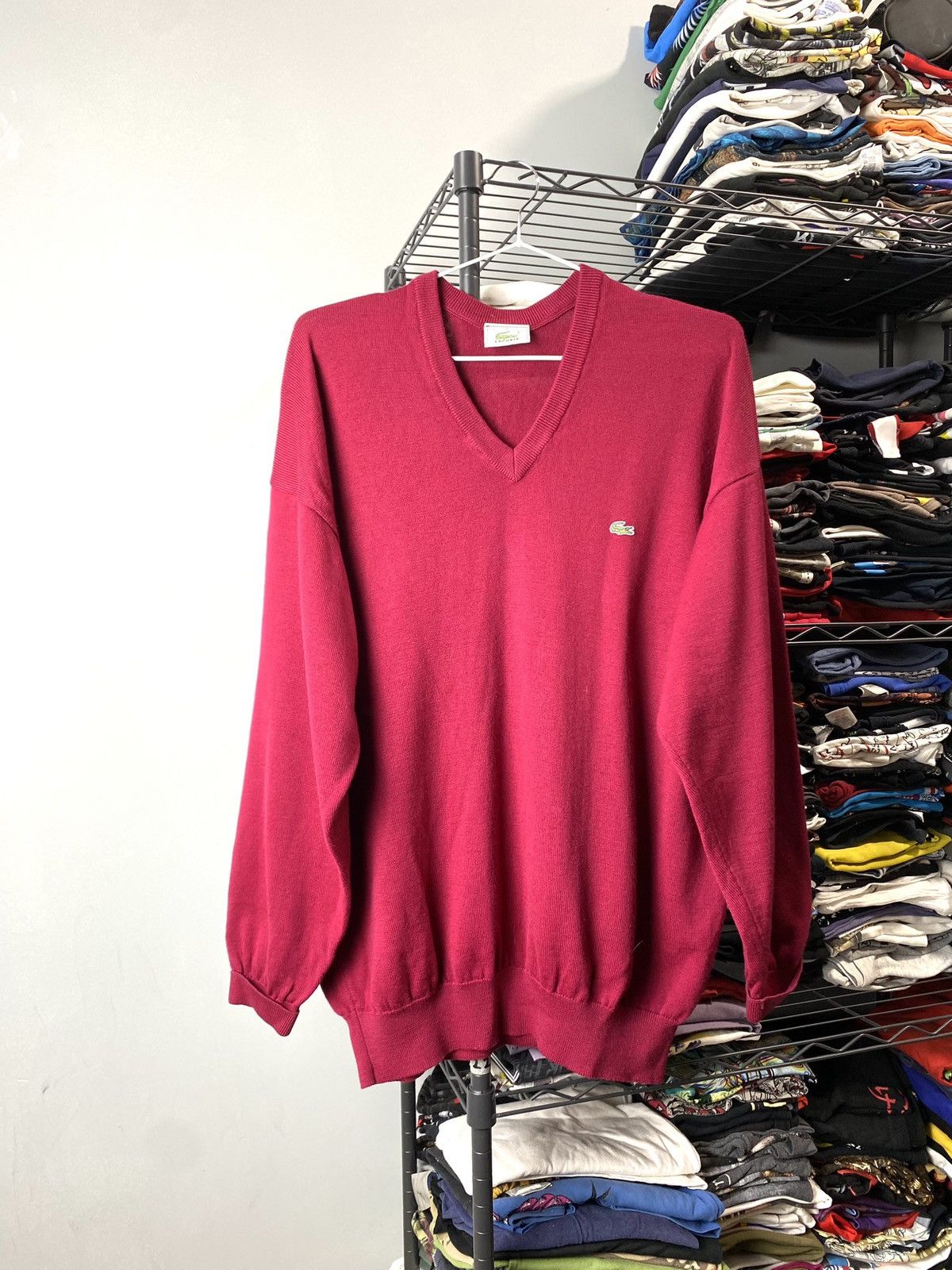 Lacoste 💥90’s Rare! Vintage Lacoste Cardigan Sweater Vneck Knit Size US L / EU 52-54 / 3 - 1 Thumbnail