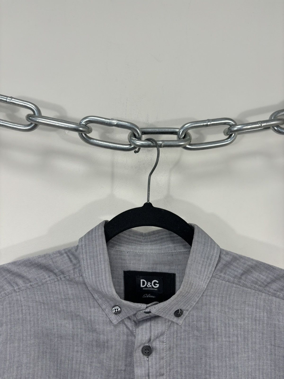 Dolce & Gabbana Dolce & Gabbana Men’s Slim Herringbone Button Down Shirt Size US M / EU 48-50 / 2 - 8 Thumbnail