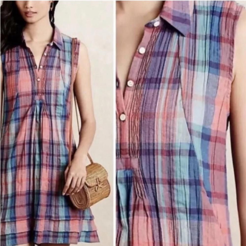 Designer Anthropologie l Isabella Sinclair Tillie Plaid Dress XS Size XS / US 0-2 / IT 36-38 - 1 Thumbnail