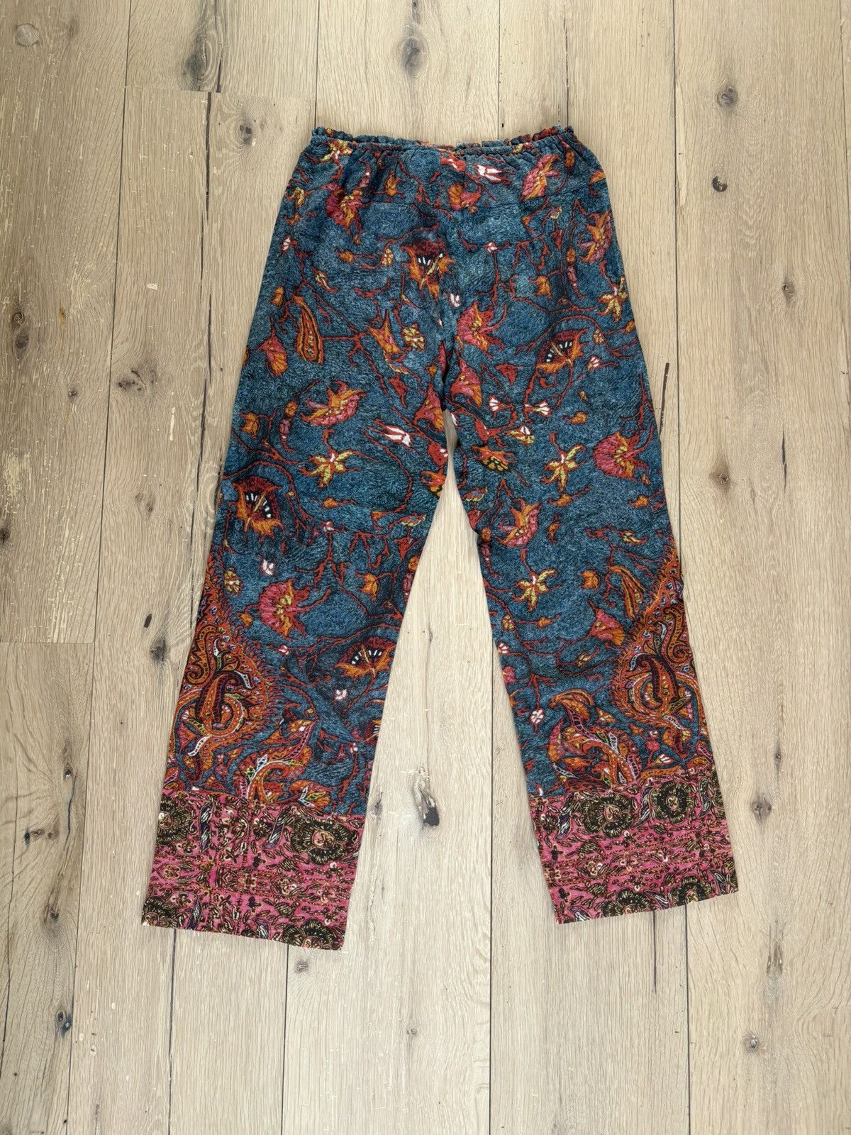 Figue Beautiful Figue Silk Bohemian Wide Leg Pants in Teal Floral Size 28" / US 6 / IT 42 - 6 Thumbnail