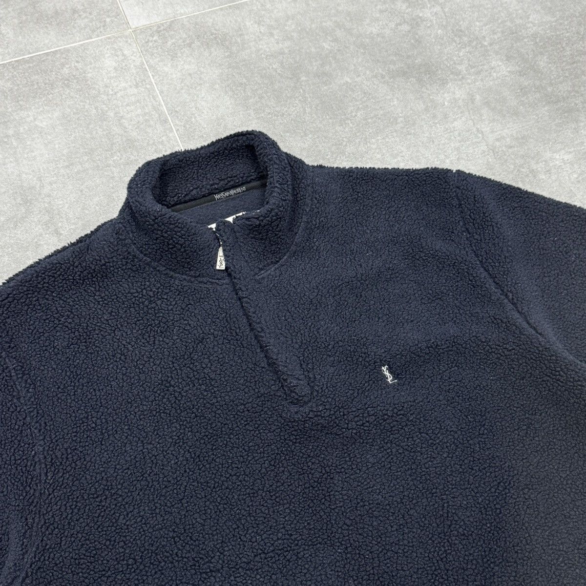 Yves Saint Laurent Rare Yves Saint Laurent YSL 1/3 Zip Fleece Jacket Navy Blue Size US XL / EU 56 / 4 - 8 Thumbnail