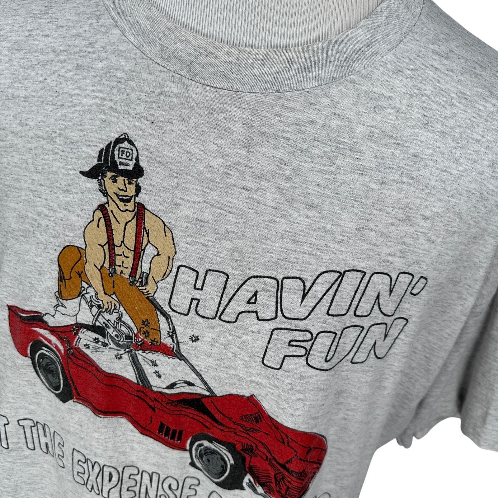 Hanes Vintage Firefighter Havin Fun Others Expense T-Shirt Men XXL Size US XXL / EU 58 / 5 - 2 Thumbnail