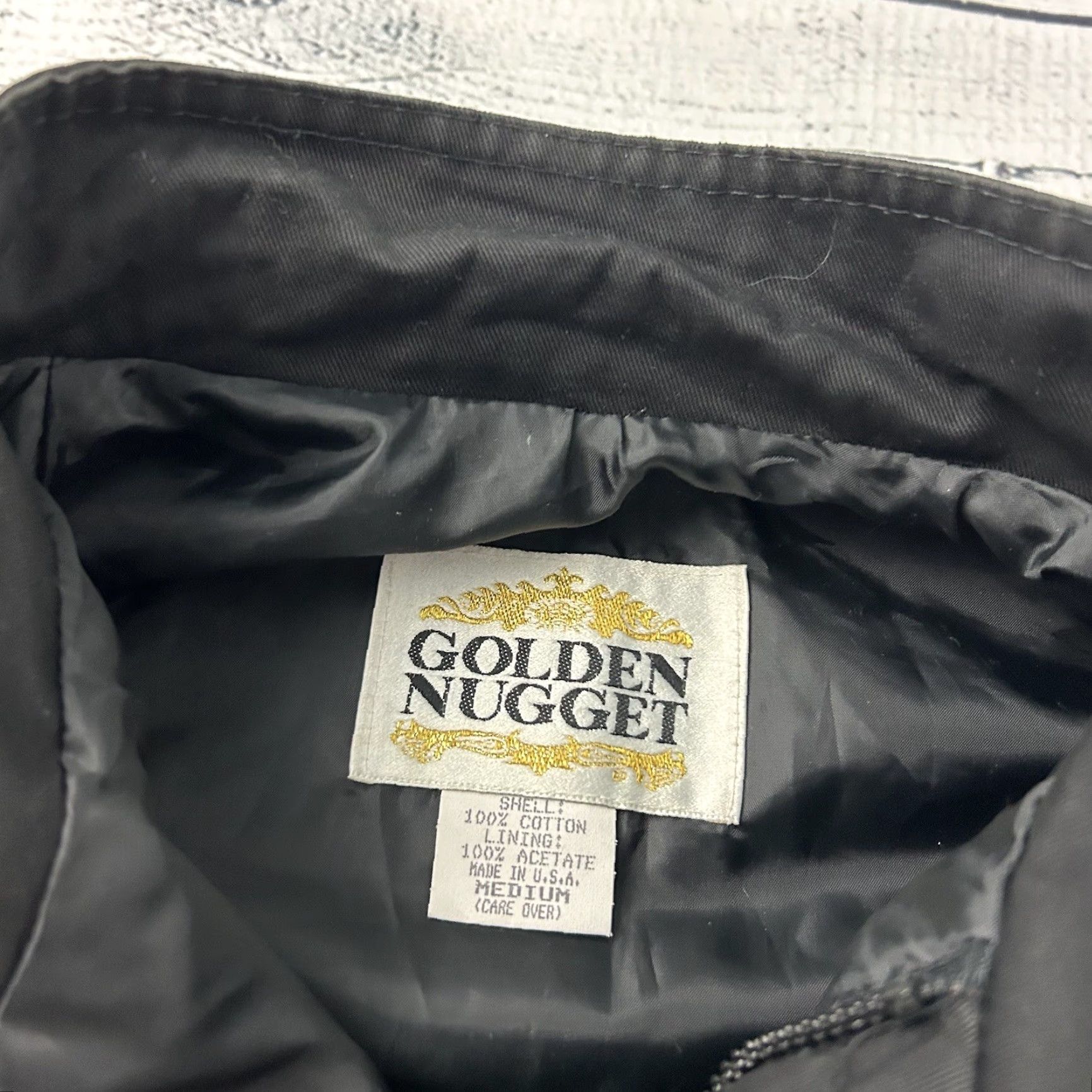 Vintage VINTAGE Golden Nugget Jacket Men's M Black Full Zip Cotton Size US M / EU 48-50 / 2 - 2 Thumbnail