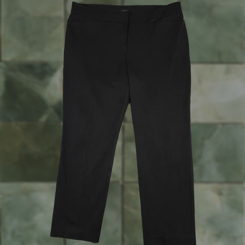 Ann Taylor Ann Taylor Pants Women 14 Black Dark Gray Straight Leg Trousers Career FLAW Size 36" / US 14 / IT 50 - 1 Thumbnail