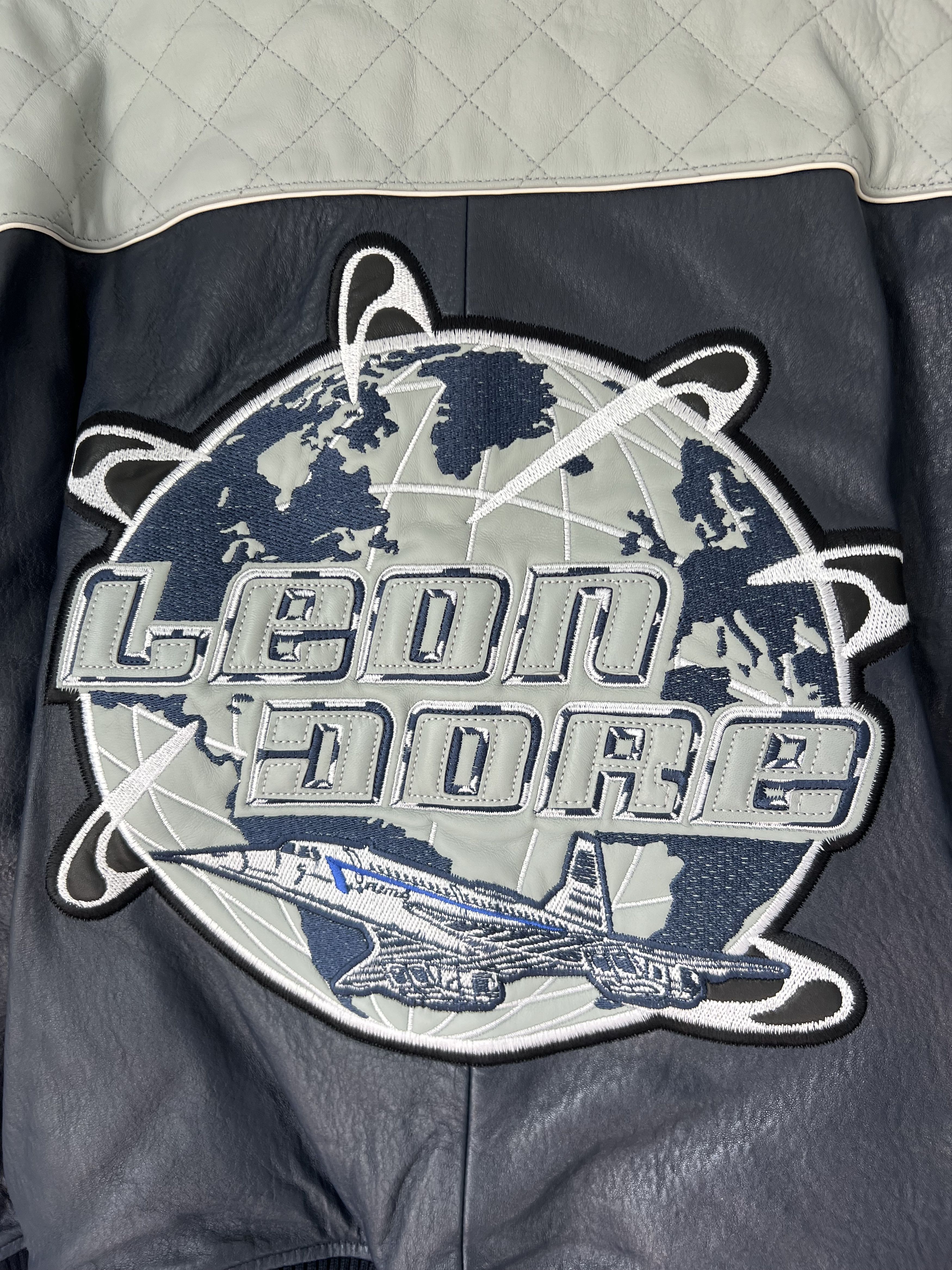 Aime Leon Dore Aime Leon Dore Concorde Leather Jacket in Navy Gray Size US XL / EU 56 / 4 - 3 Thumbnail