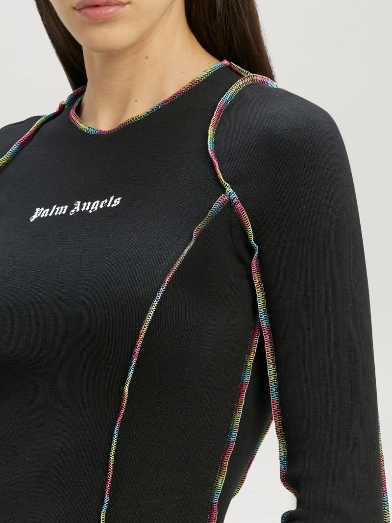 Palm Angels o1mle0924 Rainbow Stitching Fit Tee in Black Size XS / US 0-2 / IT 36-38 - 6 Thumbnail