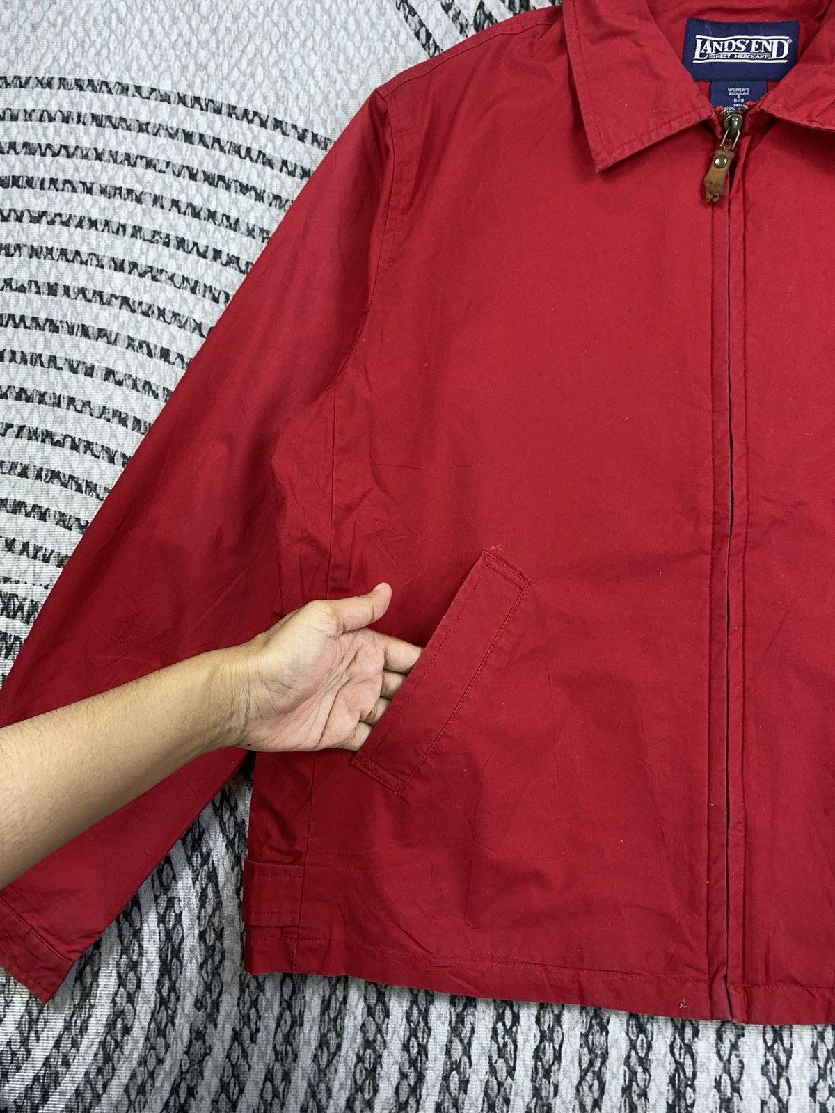 Lands' End Vintage Lands’ End Red Cotton Zipper Jacket Size US M / EU 48-50 / 2 - 7 Thumbnail
