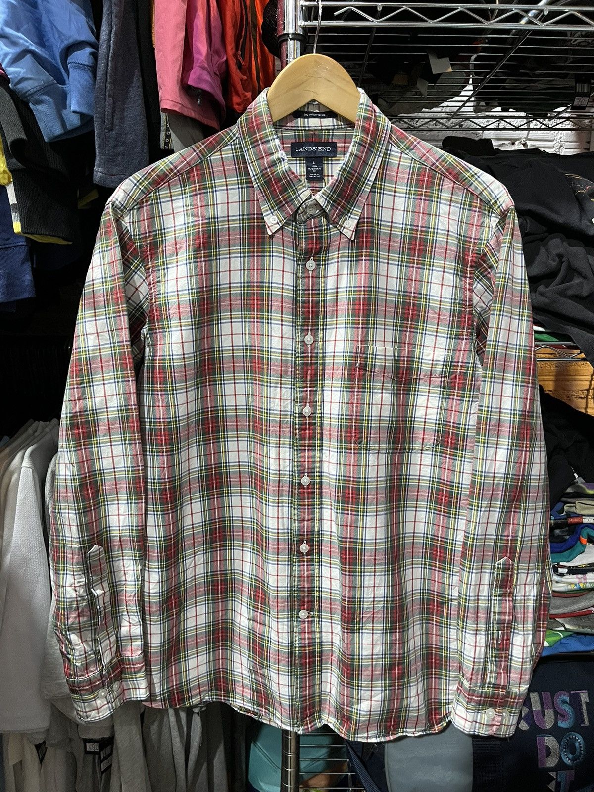 Japanese Brand Lands End Flannel Shirt Longsleeve 90s Size US L / EU 52-54 / 3 - 1 Thumbnail