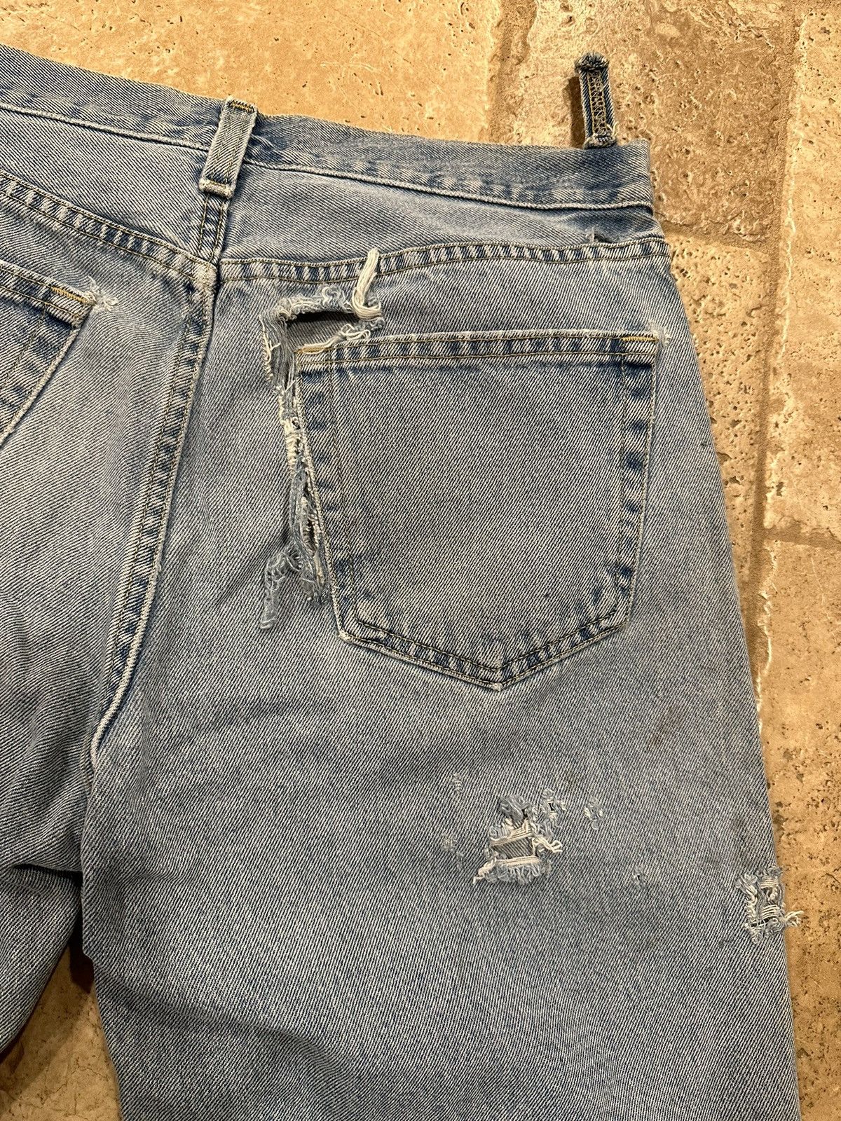 Basic Editions × Vintage Vintage Basic Editions Distressed Painter’s Blue Denim Jeans Size US 34 / EU 50 - 13 Thumbnail