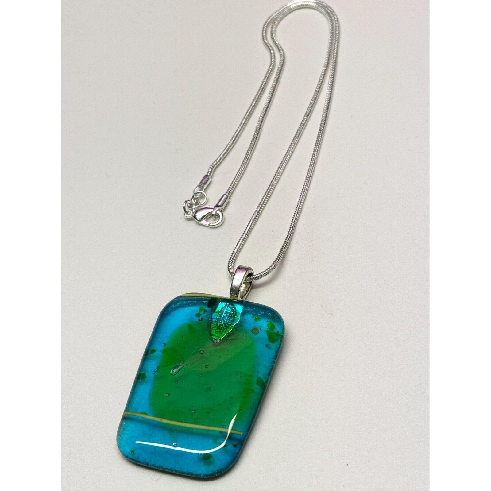 Vintage Vintage 925 sterling silver chain glass pendant necklace Size ONE SIZE - 3 Thumbnail