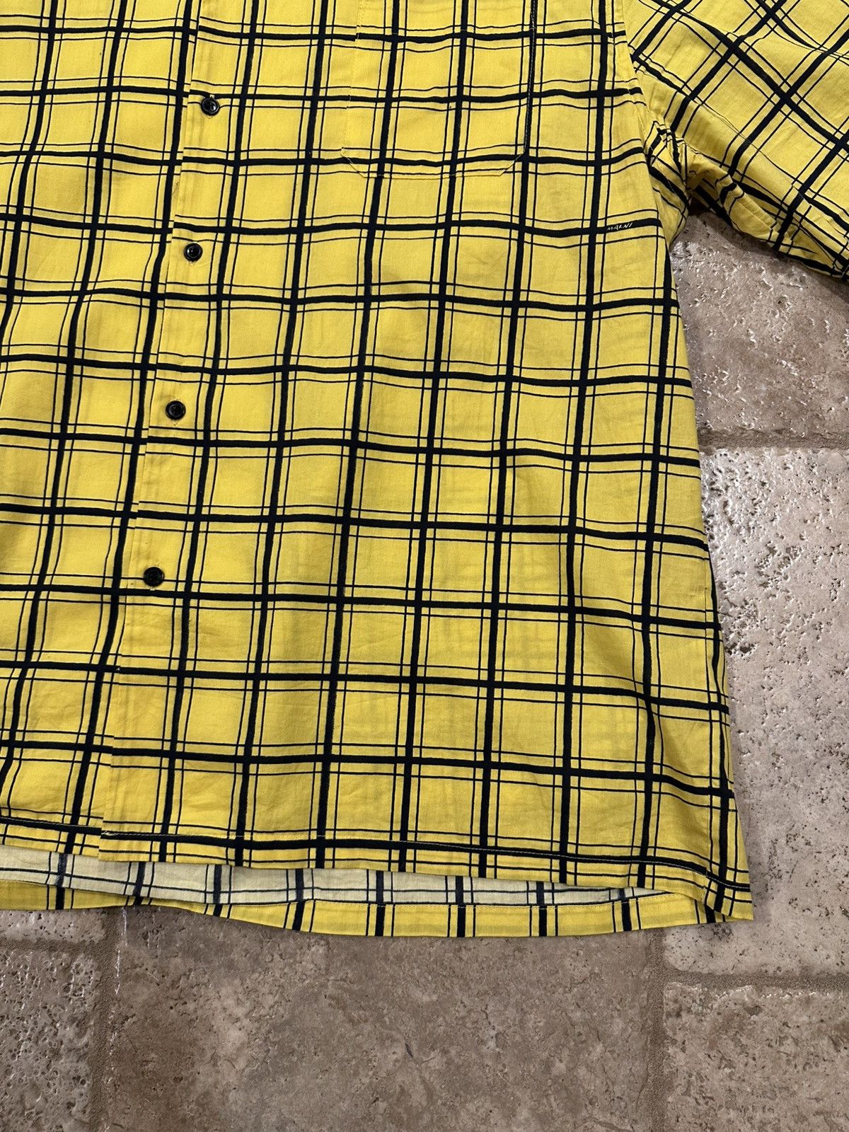 Marni Marni Checkered Grid Poplin Bowling Yellow Shirt Size US XL / EU 56 / 4 - 5 Thumbnail