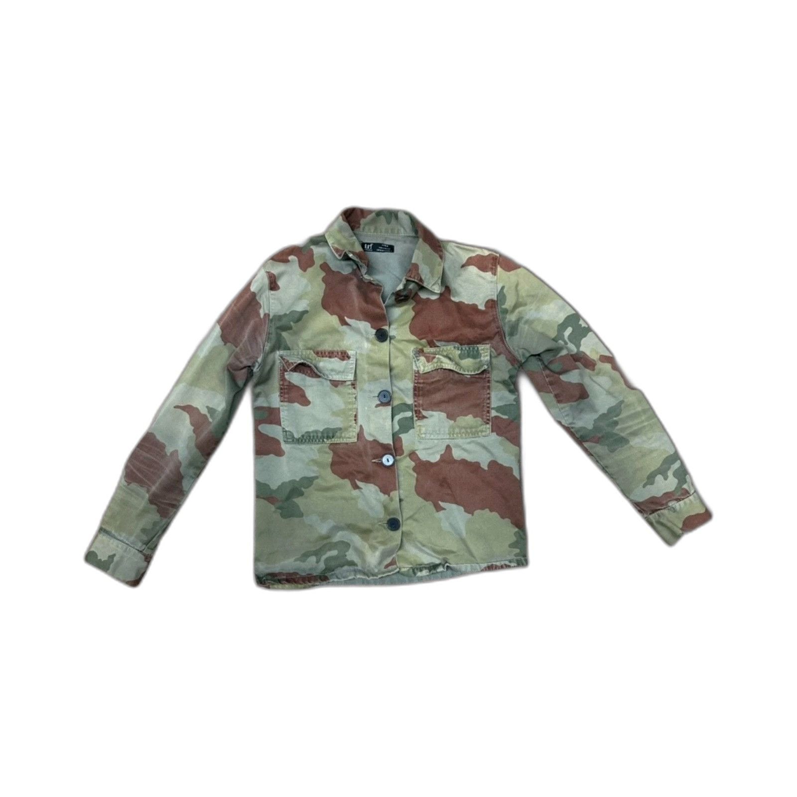 Zara ZARA Women's Green Camo Button Up Military Jacket Top XS 100 Size US XS / EU 42 / 0 - 1 Thumbnail