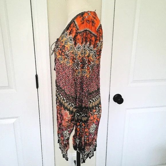 Guess Holly Black Multi Long Slv Embellished Sheer Printed Tunic Size M / US 6-8 / IT 42-44 - 5 Thumbnail