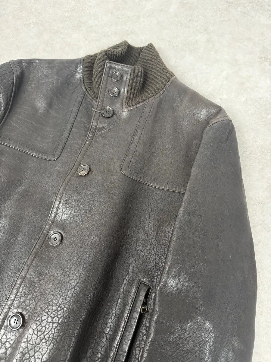 Gucci AW2011 Gucci Brown Buttoned Grained Leather Jacket Size US M / EU 48-50 / 2 - 10 Thumbnail