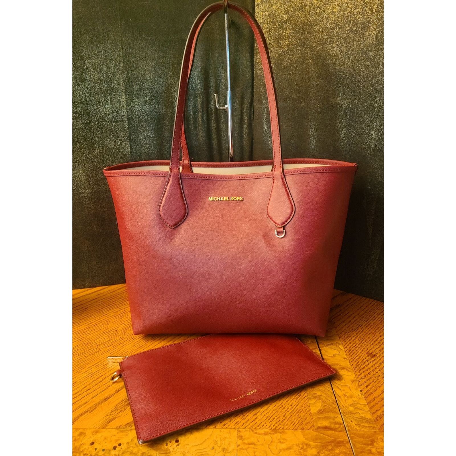 Michael Kors Michael Kors Reversible Tote Burgundy Cream & Leather Insert Size ONE SIZE - 2 Thumbnail