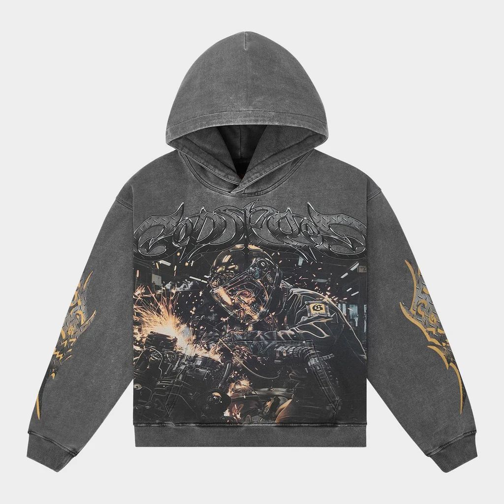 Godspeed Godspeed 'Steel Sharpens Steel' Grey Wash Hoodie Size US L / EU 52-54 / 3 - 1 Preview
