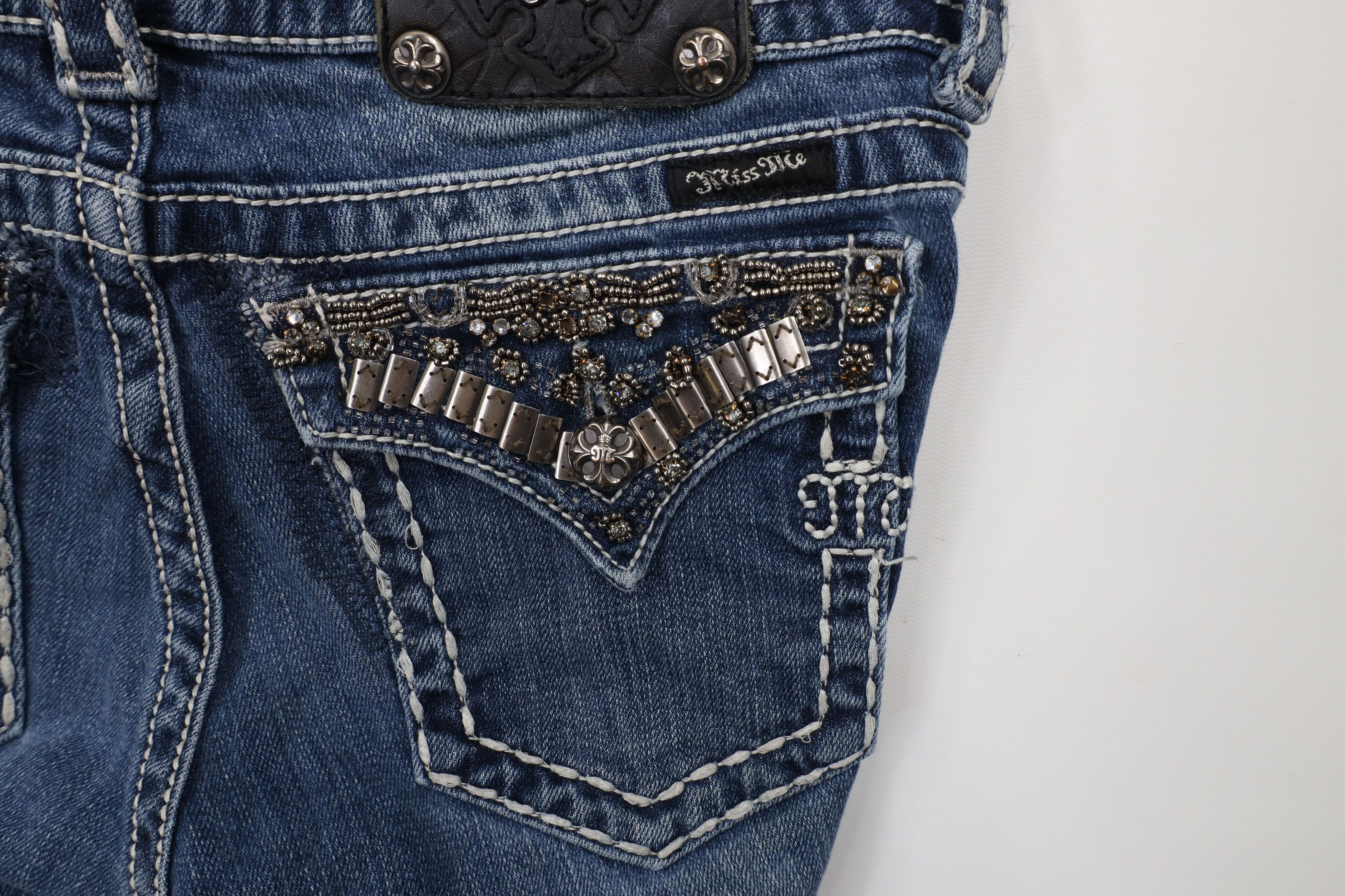 Miss Me × Vintage Miss Me Thick Stitch Jeweled Bootcut Denim Jeans Blue Size 28" / US 6 / IT 42 - 15 Thumbnail