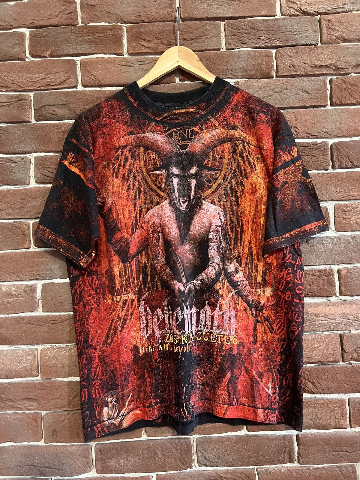 Band Tees Rare Vintage 00s Behemoth All Over Black Metal Band Tshirt Size US L / EU 52-54 / 3 - 1 Thumbnail