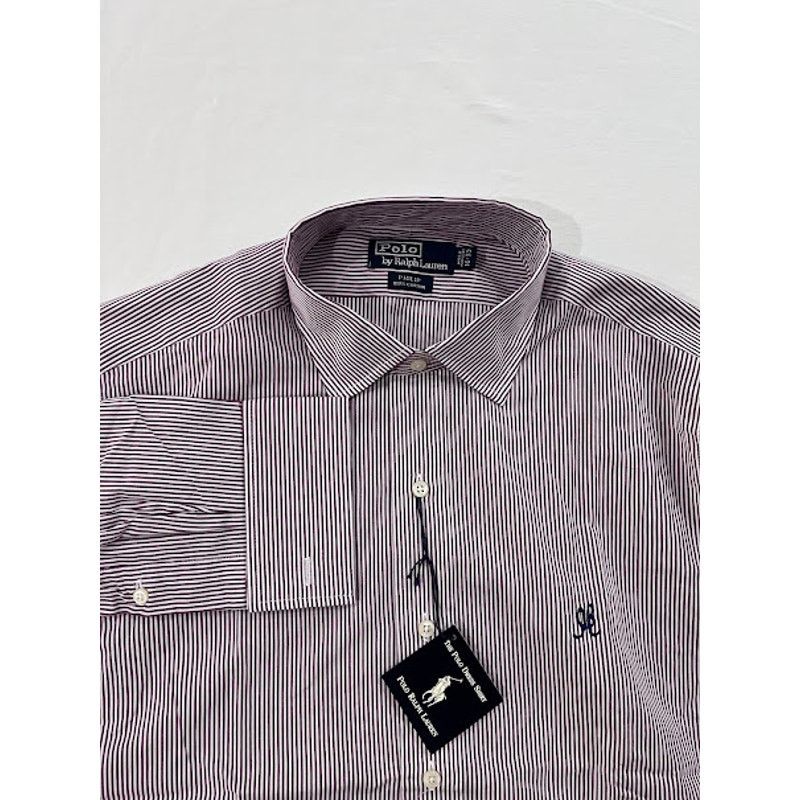Polo Ralph Lauren VTG New 80s Polo Ralph Lauren Shirt Purple White Stripe Size US L / EU 52-54 / 3 - 3 Thumbnail