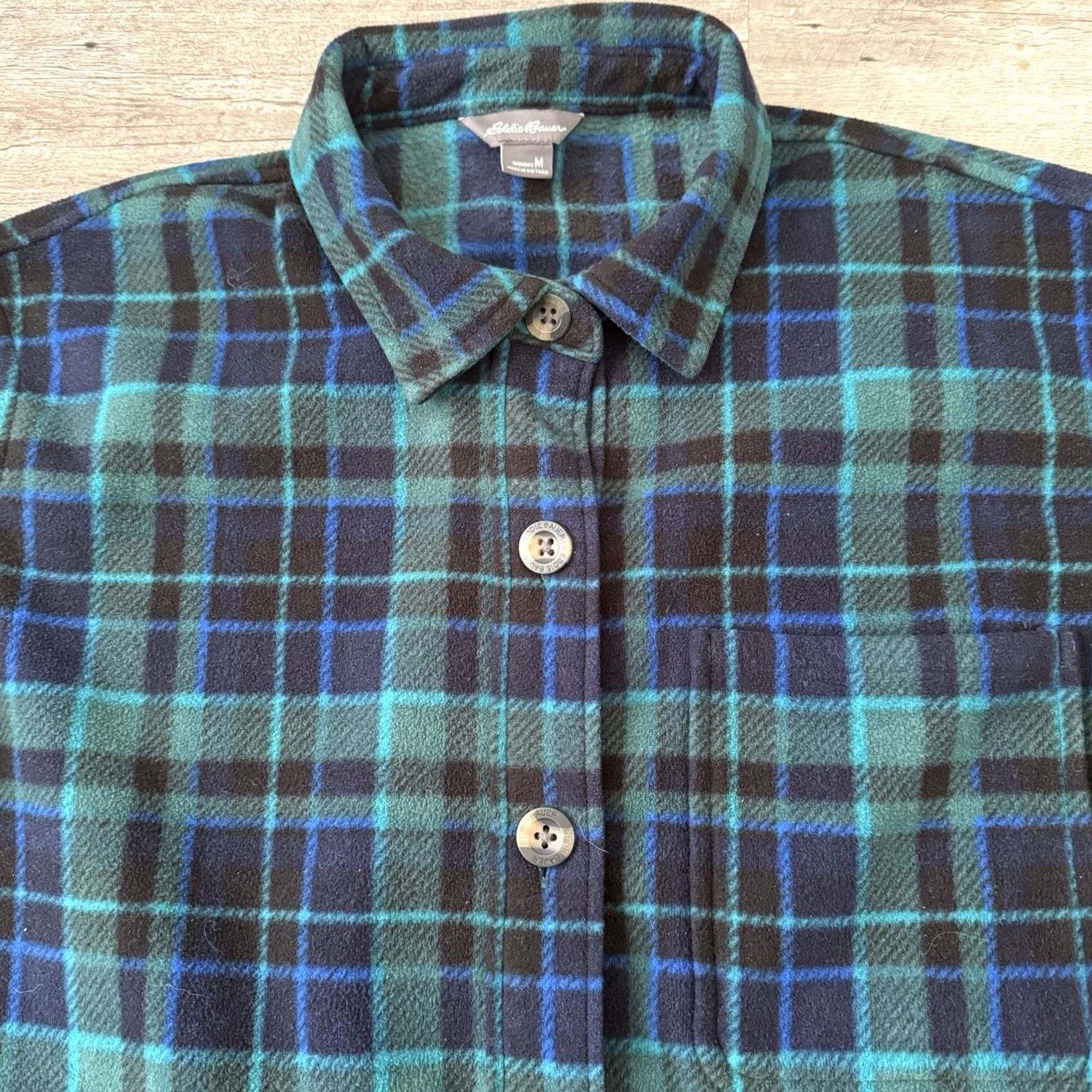 Eddie Bauer Eddie Bauer Shacket Fleece Shirt Womens Sz Medium Blue Green Plaid Chest Pocket Size M / US 6-8 / IT 42-44 - 6 Thumbnail