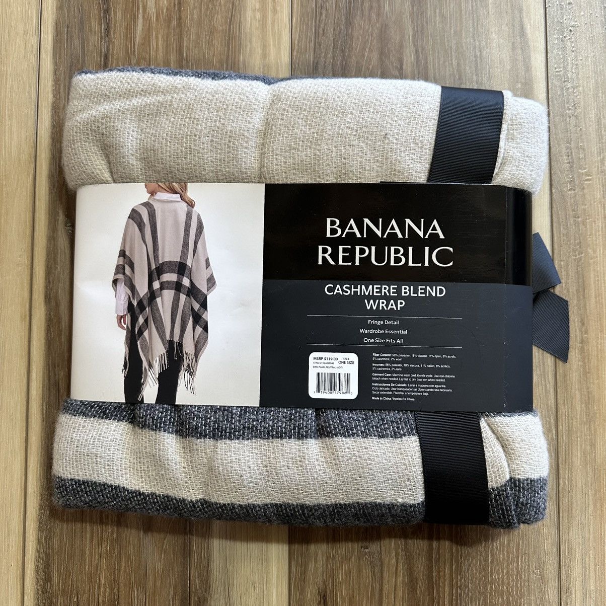 Banana Republic Women’s Banana Republic Cashmere Blend Wrap Shawl Plaid New Size ONE SIZE - 2 Thumbnail