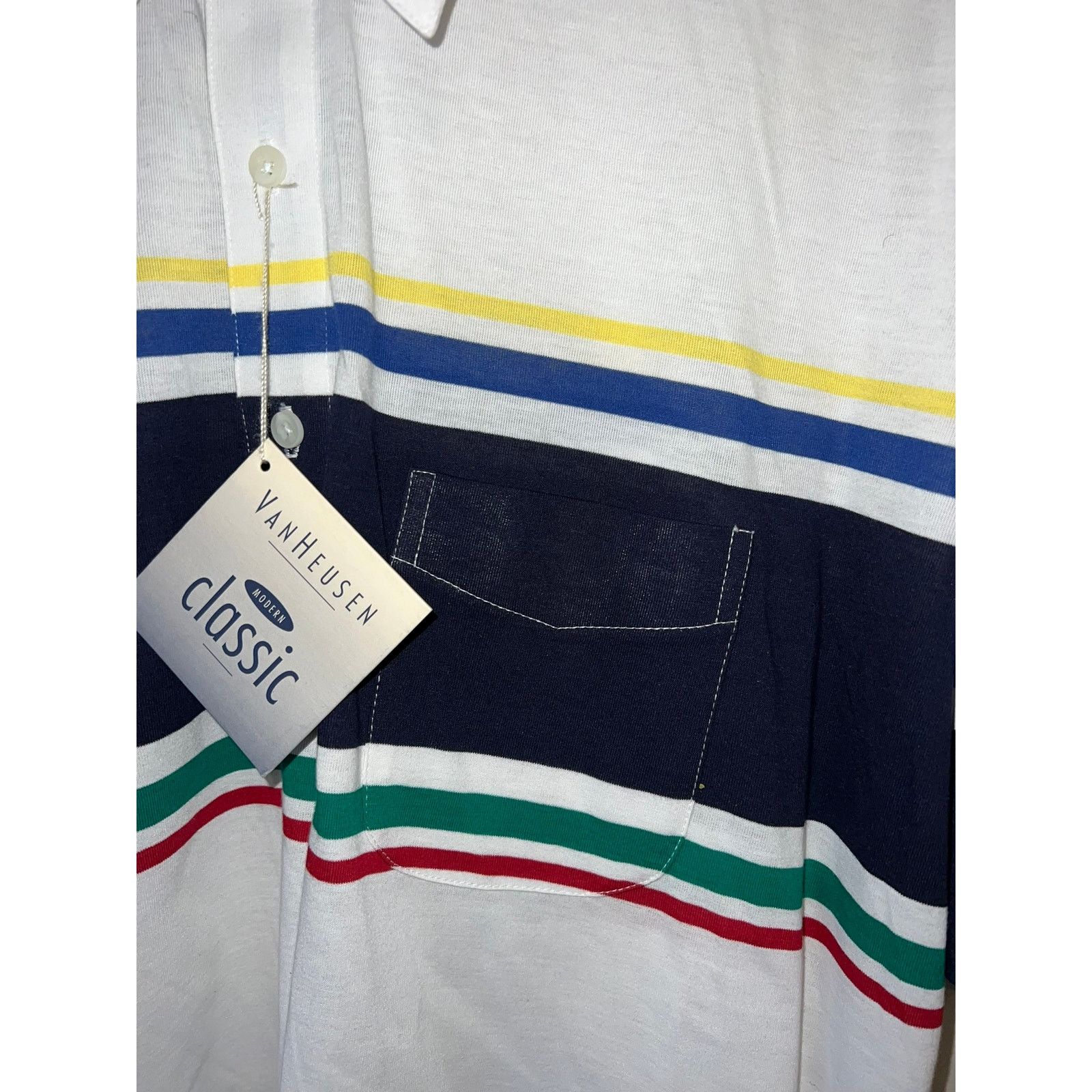 Van Heusen NWT Van Heusen Classic White Striped Polo Shirt VTG L Large Size US L / EU 52-54 / 3 - 3 Thumbnail
