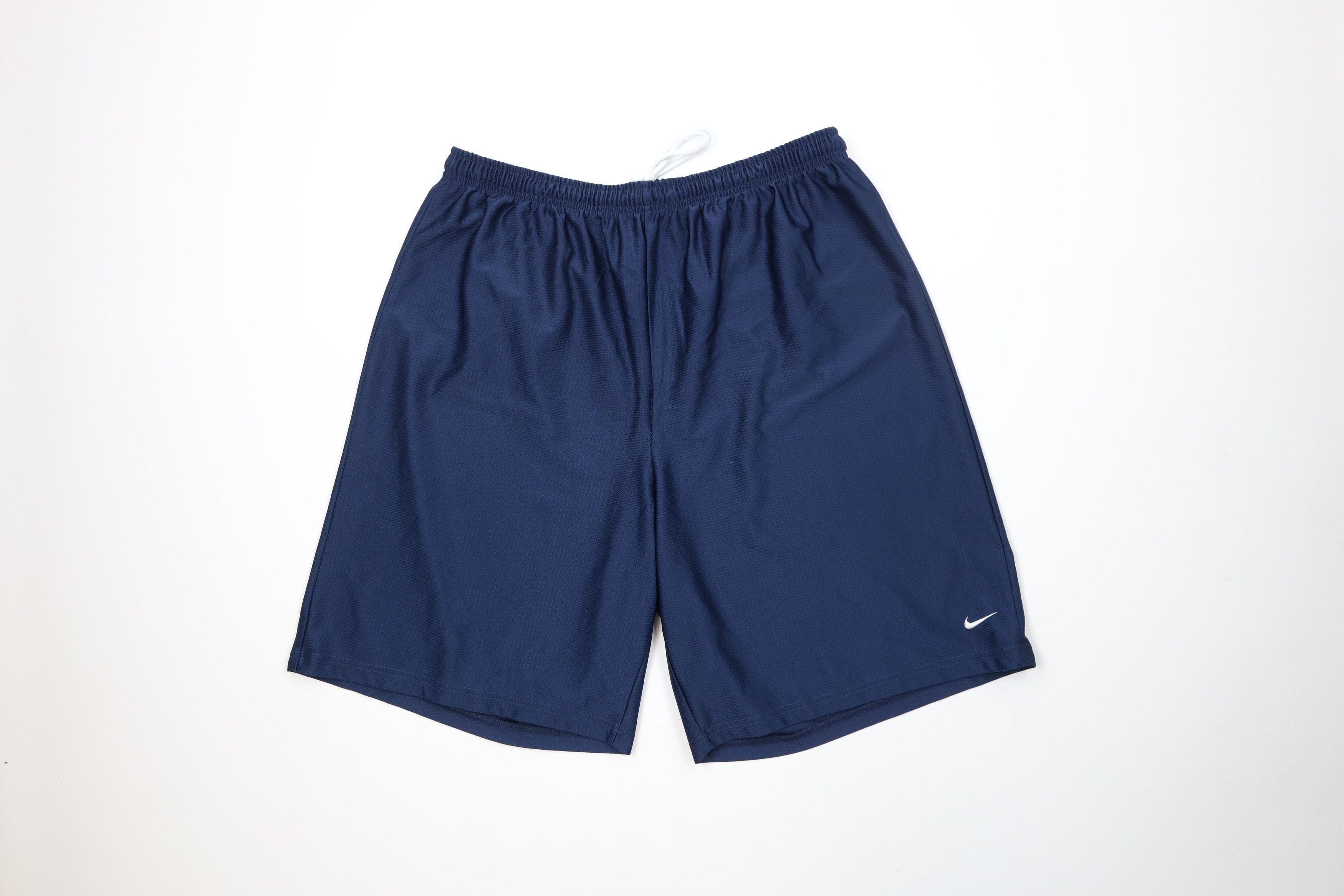 Nike × Vintage Vintage 90s Y2K Nike Scott Mini Swoosh Gym Shorts Navy Blue Size US 38 / EU 54 - 1 Thumbnail