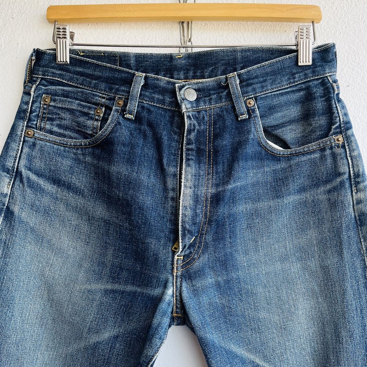 Levi's Vintage Clothing Vintage Levi's 502XX Big E Distressed Selvedge Jeans J22 Size US 31 - 24 Thumbnail