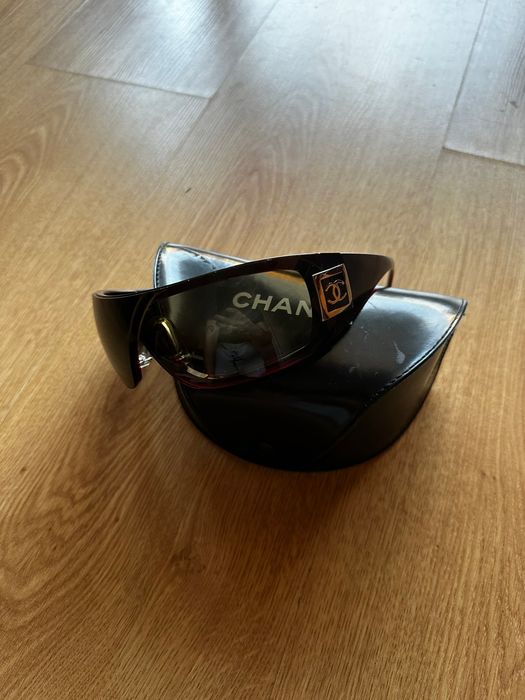 Vintage Chanel CC 5085 dark red ski sport mask shield sunglasses