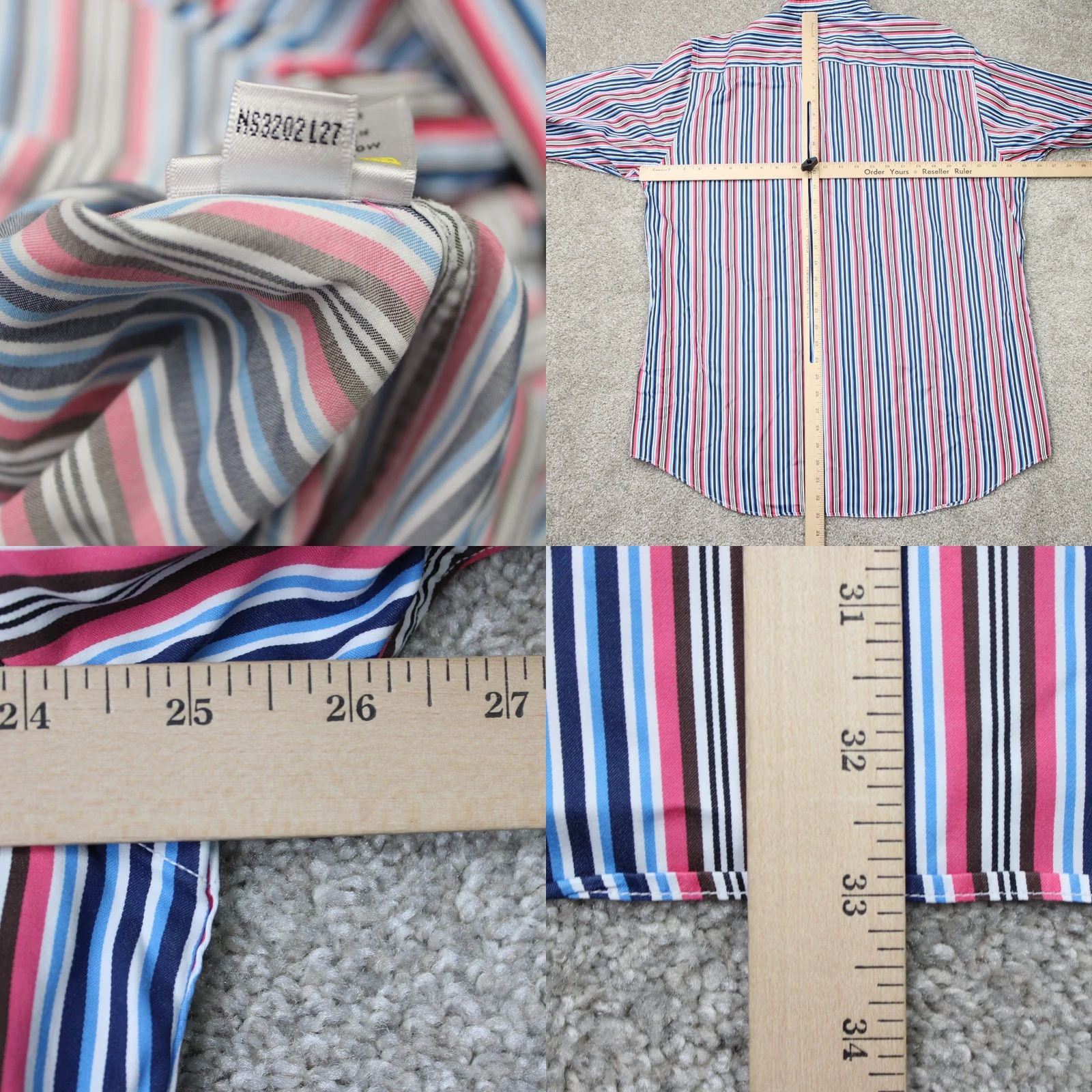 BUGATCHI Bugatchi Uomo Shirt Mens XL Pink/Blue Classic Fit Button-Up Long Sleeve Cotton Stripe Size US XL / EU 56 / 4 - 8 Thumbnail