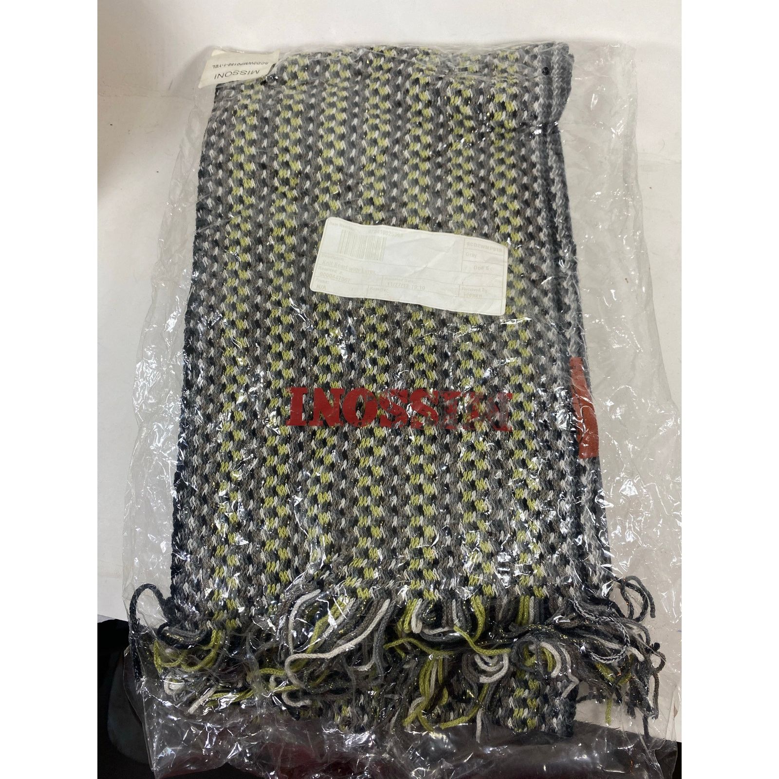 Missoni Missoni Knit Scarf w/ Lurex Black/Yellow/Gray NEW Size ONE SIZE - 1 Thumbnail
