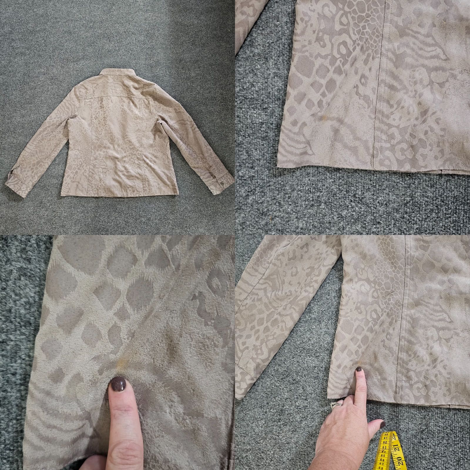 Vintage Chicos Jacket Womens Large Tan Animal Print Long Sleeve Full Zip Casual Career Jacket Size L / US 10 / IT 46 - 8 Thumbnail