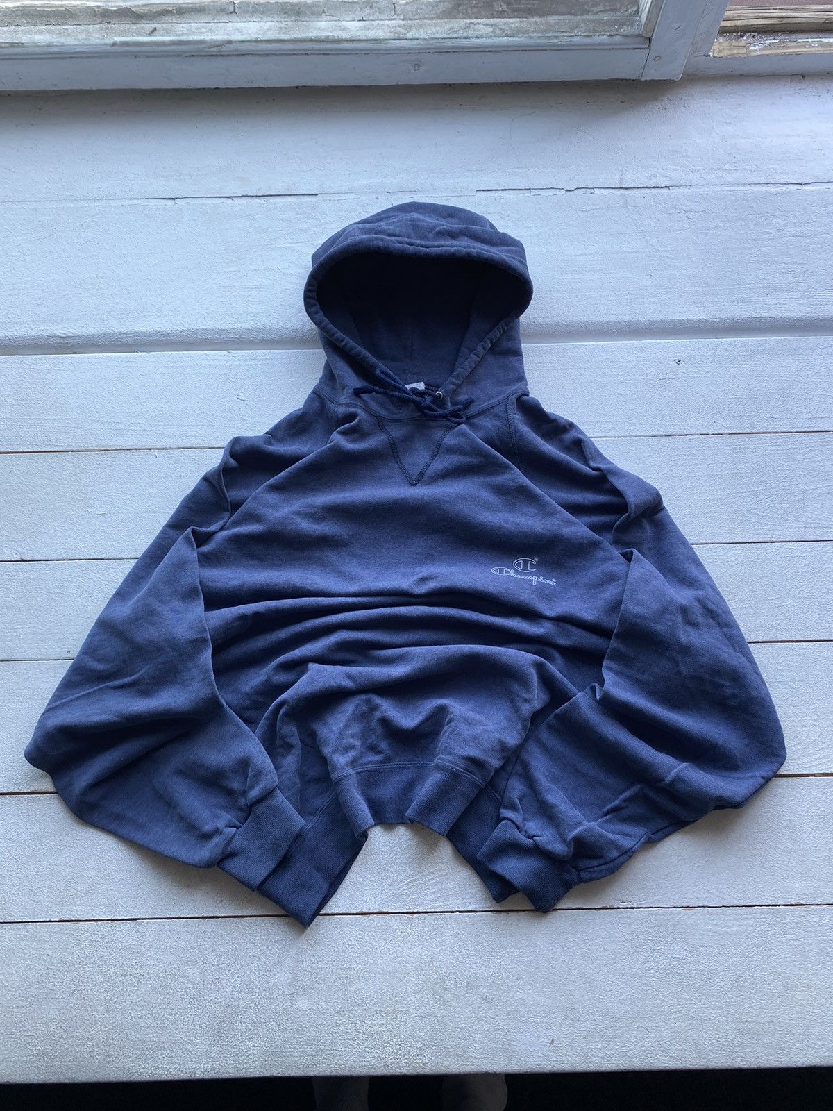 Champion 🔥90s Champion Sun Faded Oversized Blue mens Hoodie rare Size US XL / EU 56 / 4 - 1 Thumbnail
