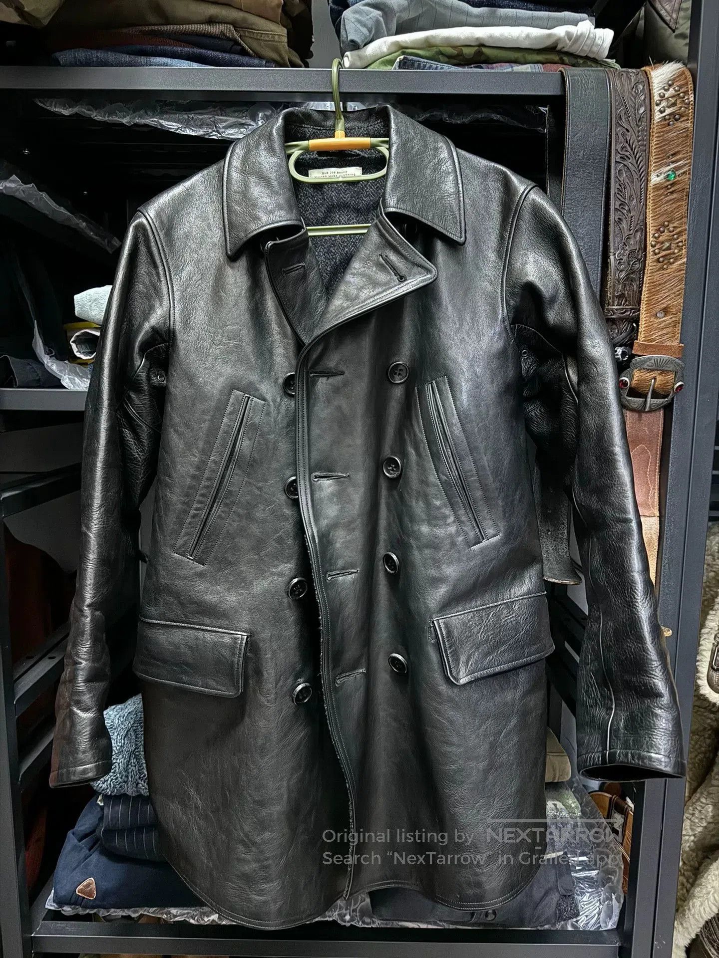 Old Joe old joe double-breasted horsehide leather jacket. | Grailed