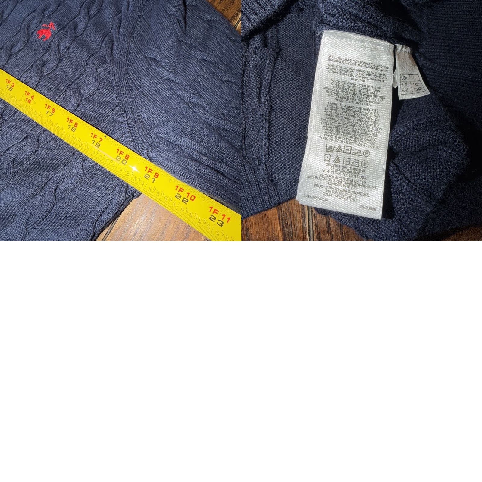 Brooks Brothers Brooks Brothers Sweater Mens Large Navy Blue Cable Knit Pullover Supima Cotton Size US L / EU 52-54 / 3 - 8 Thumbnail