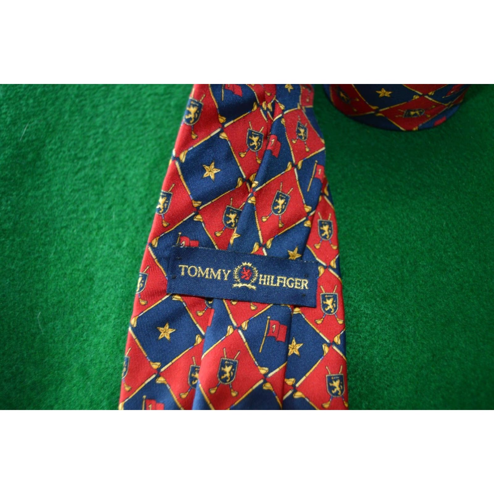 Tommy Hilfiger Tommy Hilfiger Men's Tie Red and Blue Silk Geometric Italy USA Silk Tie Red Blue Tommy Hilfiger Size ONE SIZE - 3 Thumbnail
