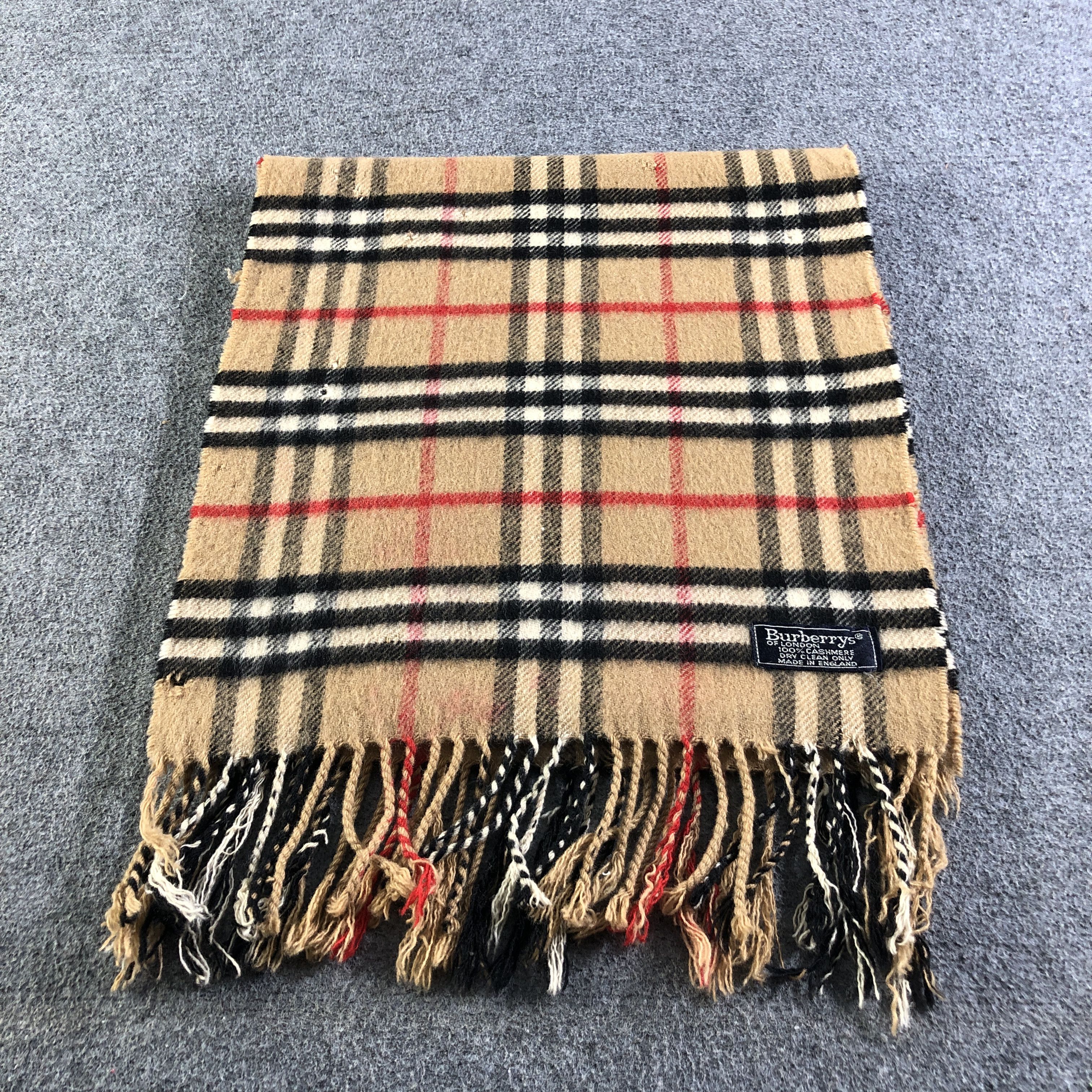 Burberry Burberrys Nova Check Tan Wool Scarf Muffler V2696 Size ONE SIZE - 2 Thumbnail