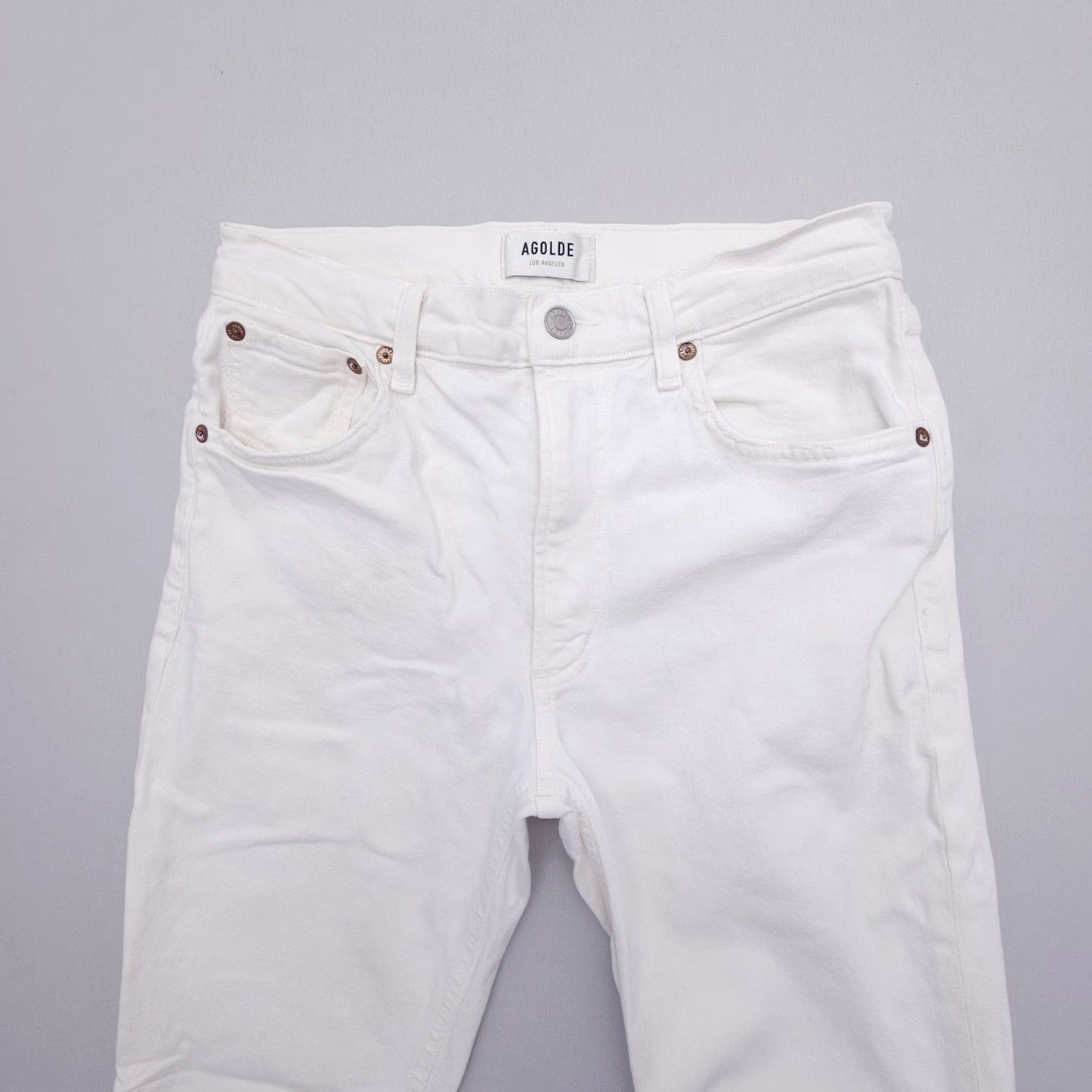 Agolde AGOLDE Willow Mid Rise Slim Straight Cropped Jeans Women 27 White Light Wash Denim 5-Pocket Stretch Size 27" / US 4 / IT 40 - 2 Thumbnail