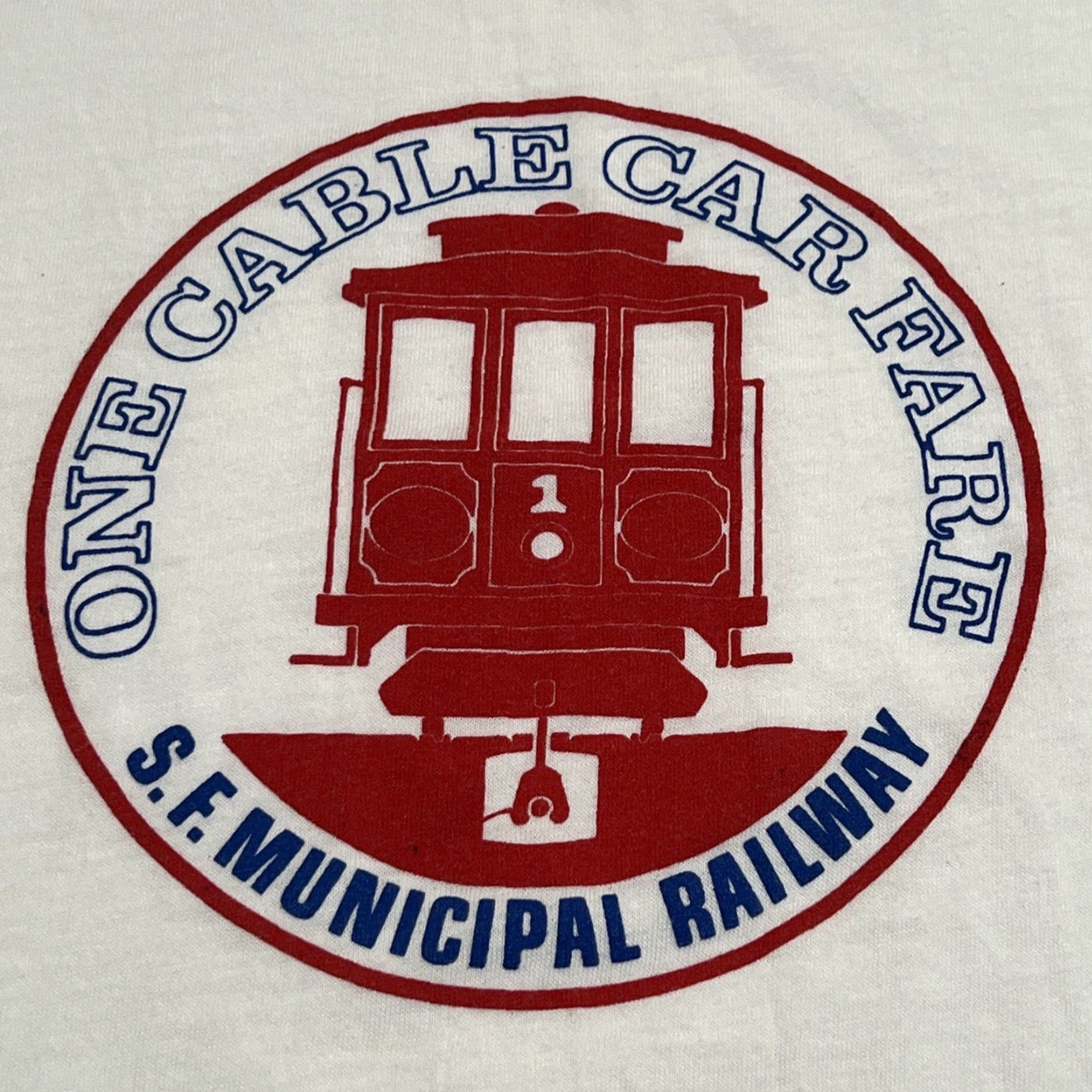 Vintage VINTAGE Wright’s San Francisco Municipal Railway One Cable Car Fare T Shirt XL Unisex White Cotton Blend Graphic Tee 1990s Single Stitch Mens Womens Size US XL / EU 56 / 4 - 2 Thumbnail