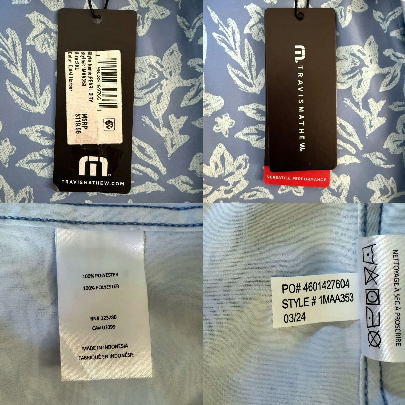TravisMathew Travis Mathew Pearl City Short-Sleeve Button-Up Shirt Blue Men's XXL New Size US XXL / EU 58 / 5 - 8 Thumbnail
